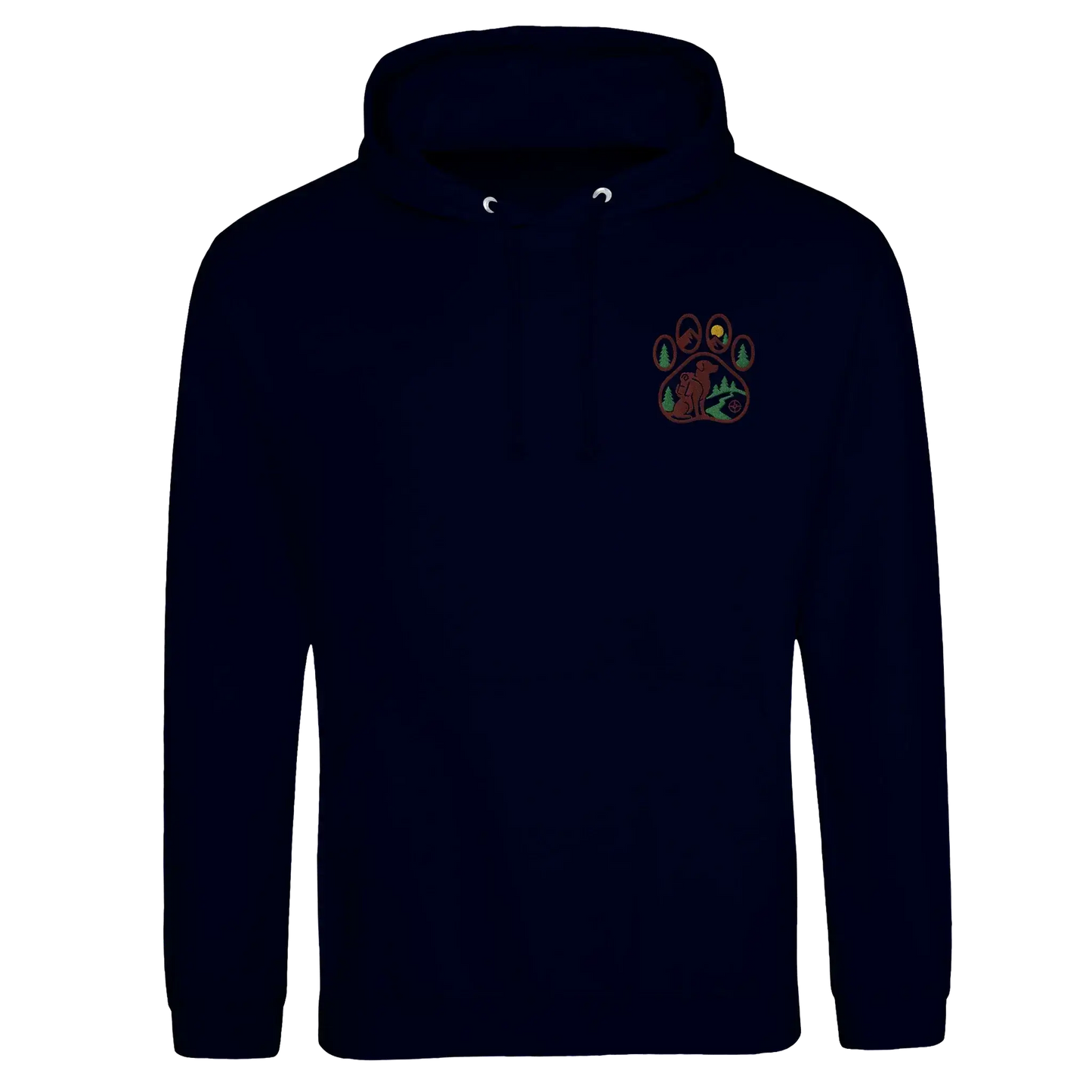 Wanderlust Unisex College Hoodie mit gesticktem Pfoten-Motiv – Design für Abenteurer - MorgenMood -Entdecke Tassen, T-Shirts und Sweatshirts mit einzigartigem Style