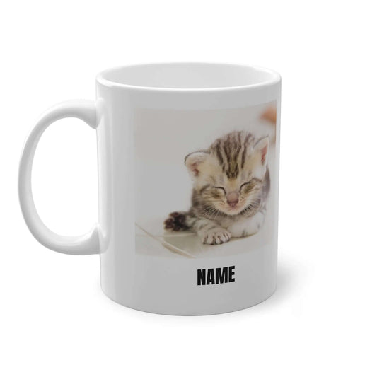 Personalisierte Katzen Tasse, Wunschname, Geschenkidee, niedliches Motiv, weiße Keramik - MorgenMood