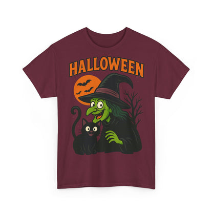 T-Shirt Motiv Halloween Blutmond Katze - MorgenMood 