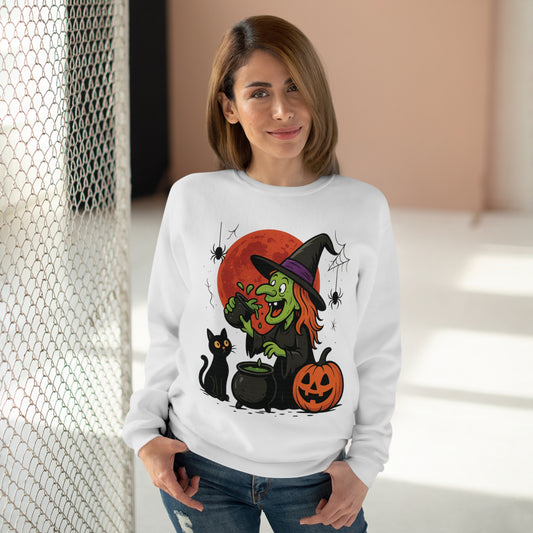 Sweatshirt Motiv Halloween Hexe Blutmond Katze Kürbis - MorgenMood 