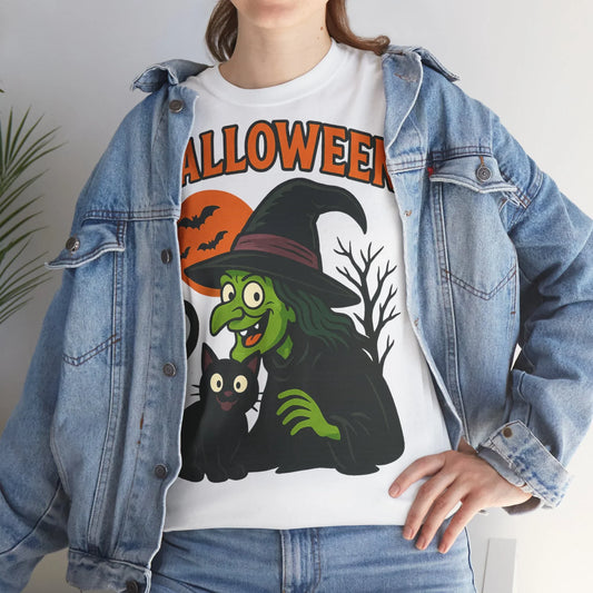 T-Shirt Motiv Halloween Blutmond Katze - MorgenMood 