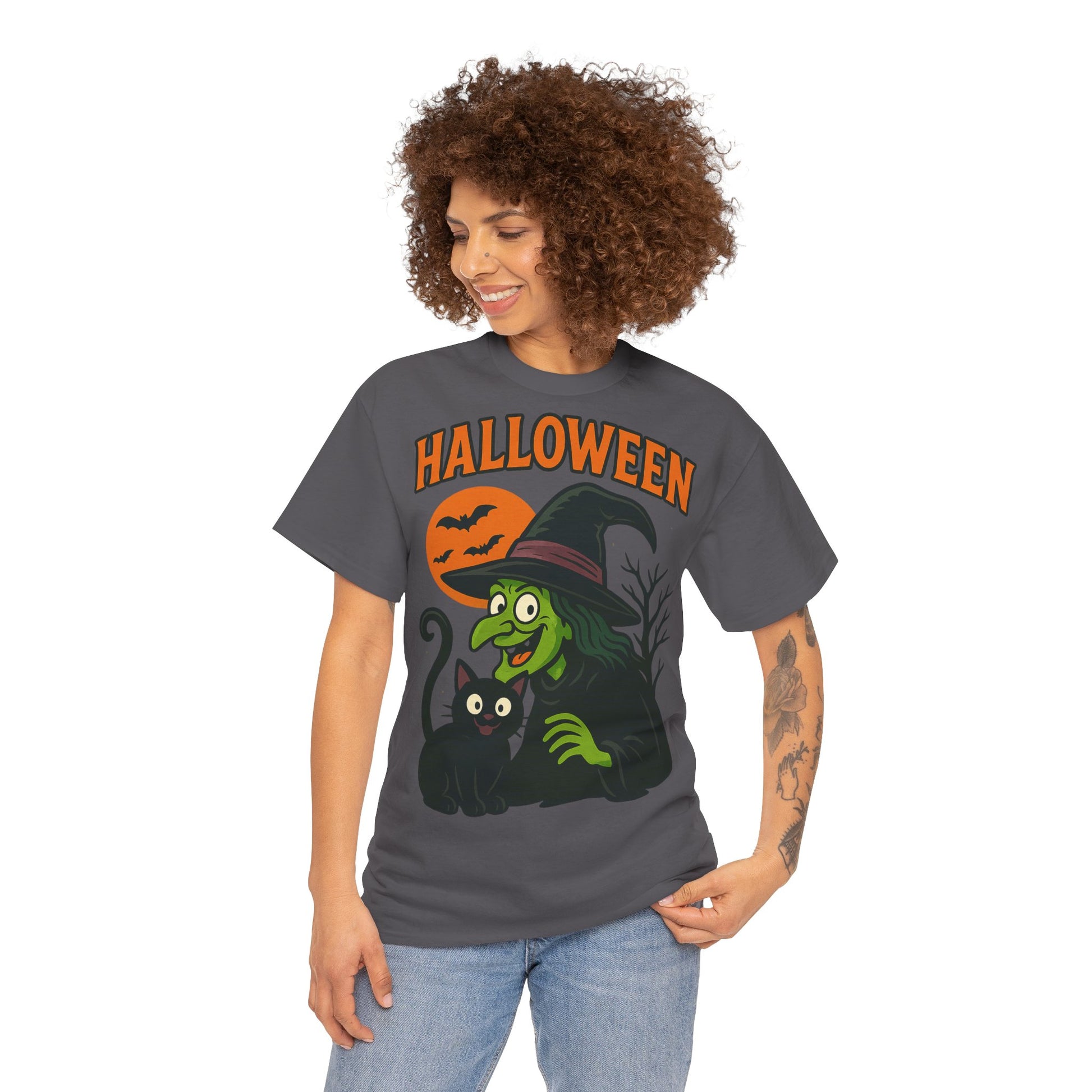 T-Shirt Motiv Halloween Blutmond Katze - MorgenMood 