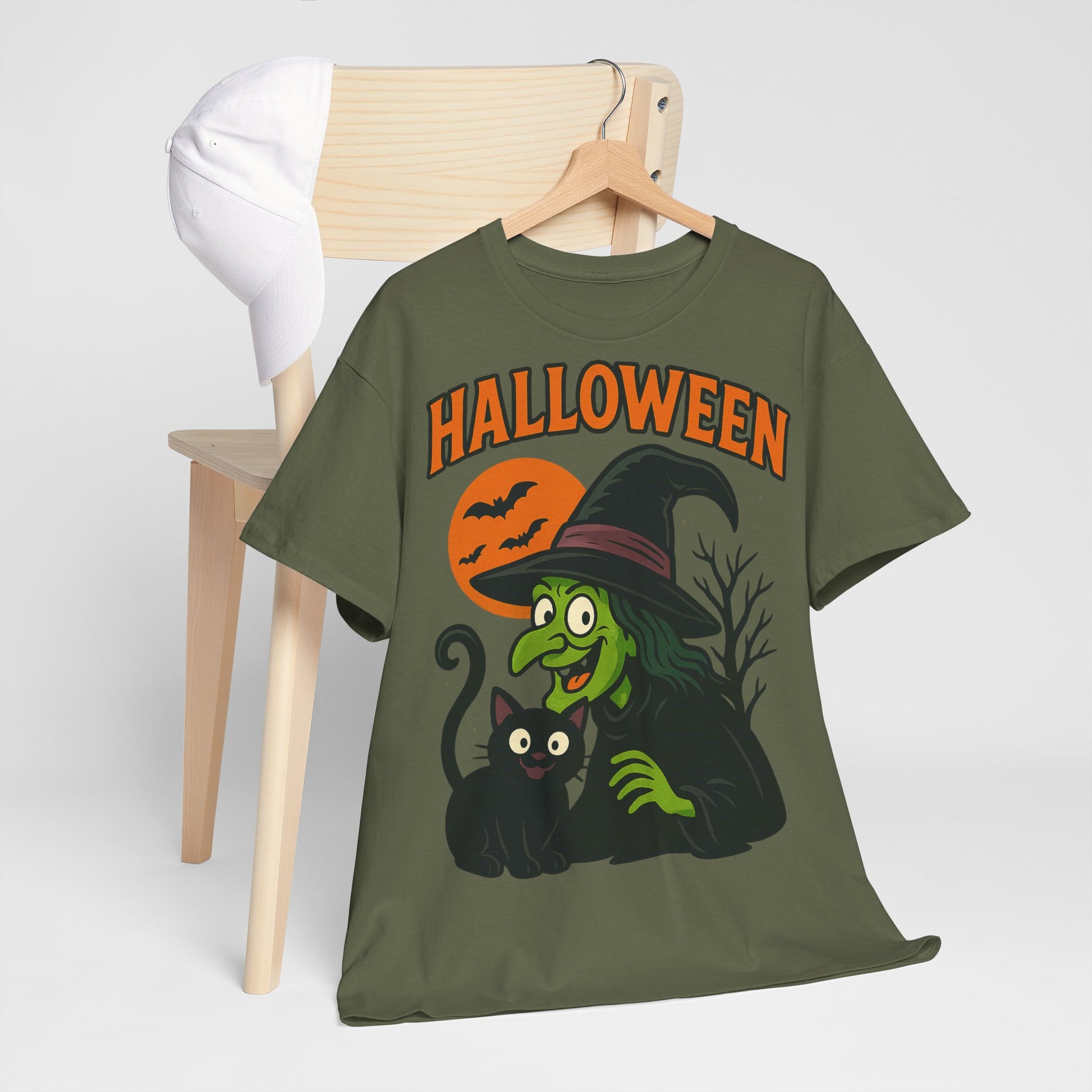 T-Shirt Motiv Halloween Blutmond Katze - MorgenMood 