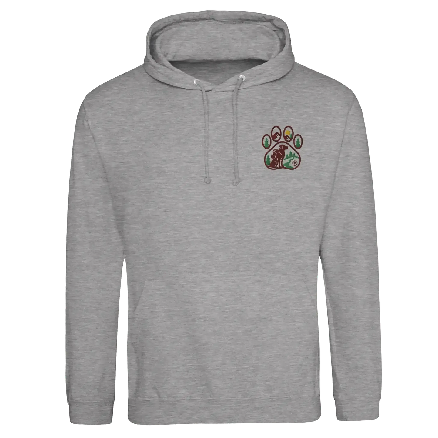 Wanderlust Unisex College Hoodie mit gesticktem Pfoten-Motiv – Design für Abenteurer - MorgenMood -Entdecke Tassen, T-Shirts und Sweatshirts mit einzigartigem Style