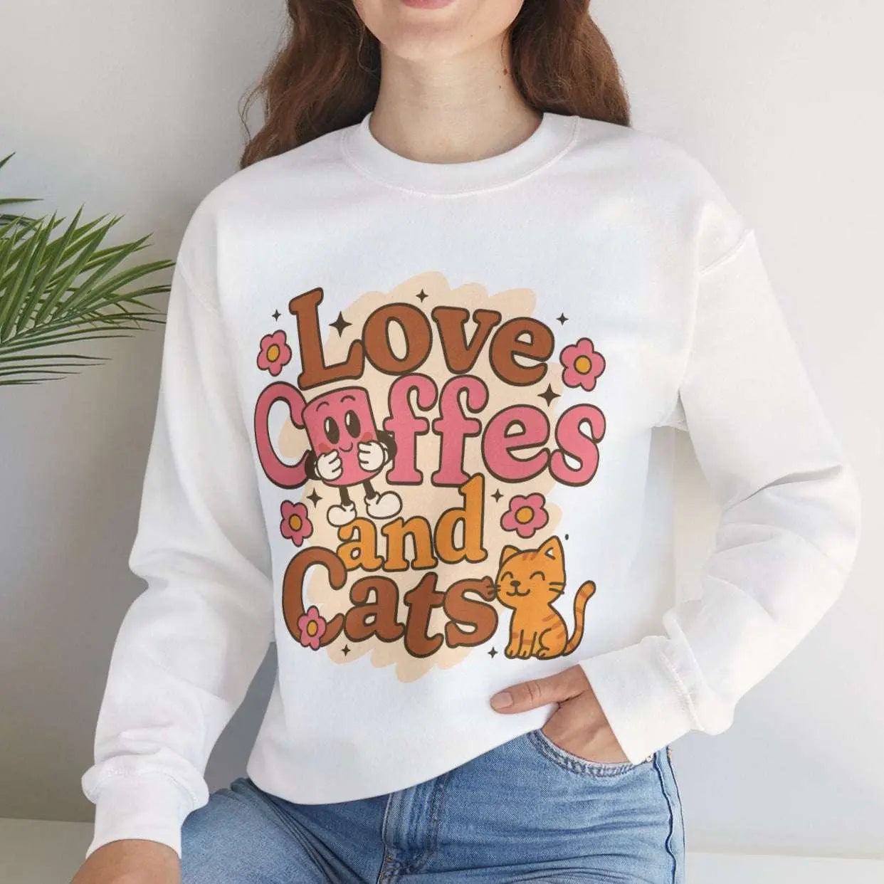 Sweatshirt Comic Style Kaffee und Katze Motiv - Geschenkidee - MorgenMood 