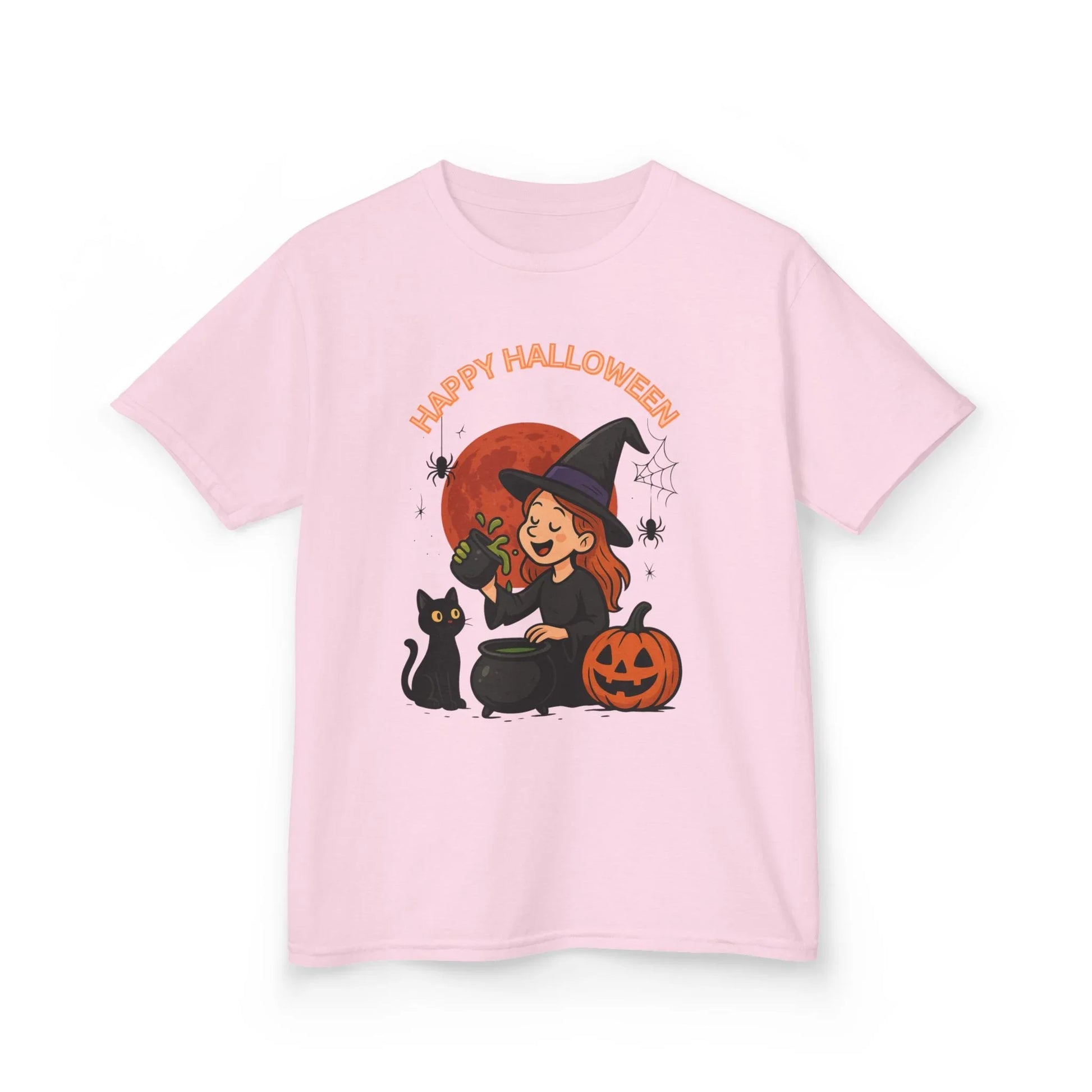 Kinder T-Shirt Motiv Halloween Hexe Katze Kürbis - MorgenMood 