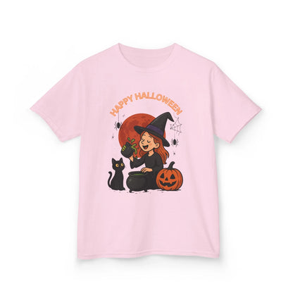 Kinder T-Shirt Motiv Halloween Hexe Katze Kürbis - MorgenMood 