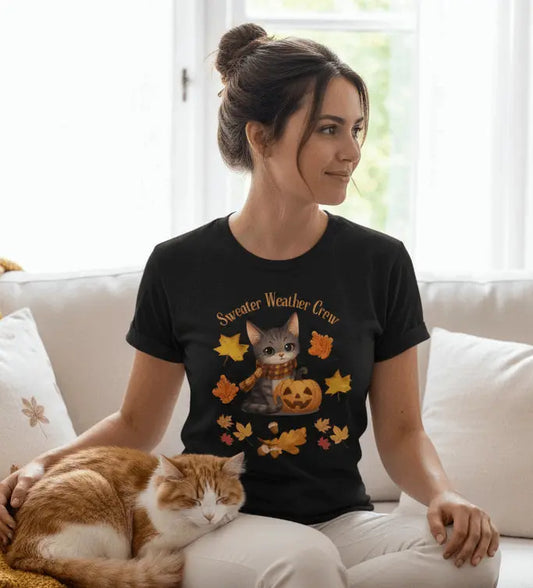 Cozy Fall Cat Shirt – Süßes Herbst T-Shirt für Katzenliebhaberinnen | Morgenmood