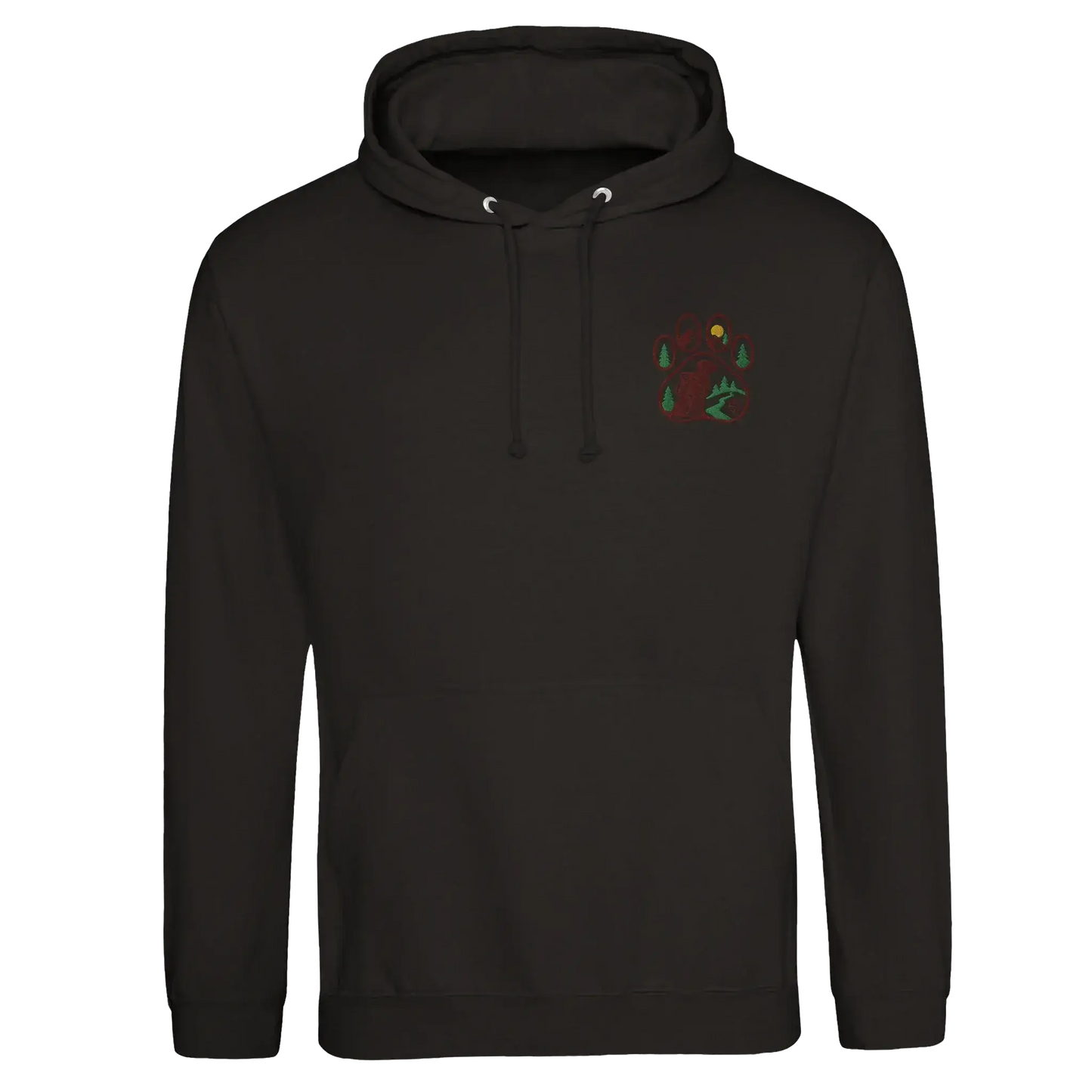 Wanderlust Unisex College Hoodie mit gesticktem Pfoten-Motiv – Design für Abenteurer - MorgenMood -Entdecke Tassen, T-Shirts und Sweatshirts mit einzigartigem Style