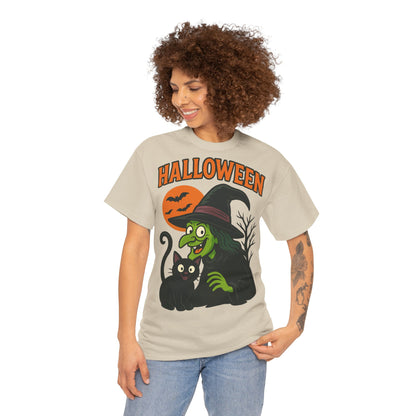T-Shirt Motiv Halloween Blutmond Katze - MorgenMood 
