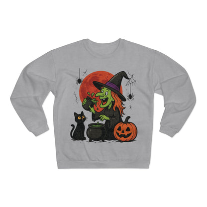 Sweatshirt Motiv Halloween Hexe Blutmond Katze Kürbis - MorgenMood 