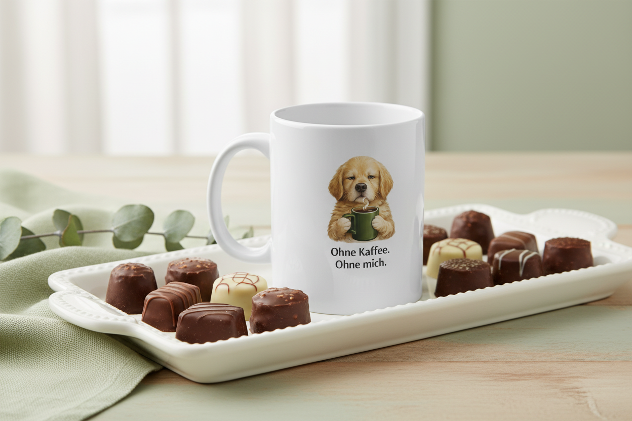 Hundetasse 'Ohne Kaffee. Ohne mich.' – Süße Tasse für Hundeliebhaber 🐶☕ - MorgenMood -Entdecke Tassen, T-Shirts und Sweatshirts mit einzigartigem Style