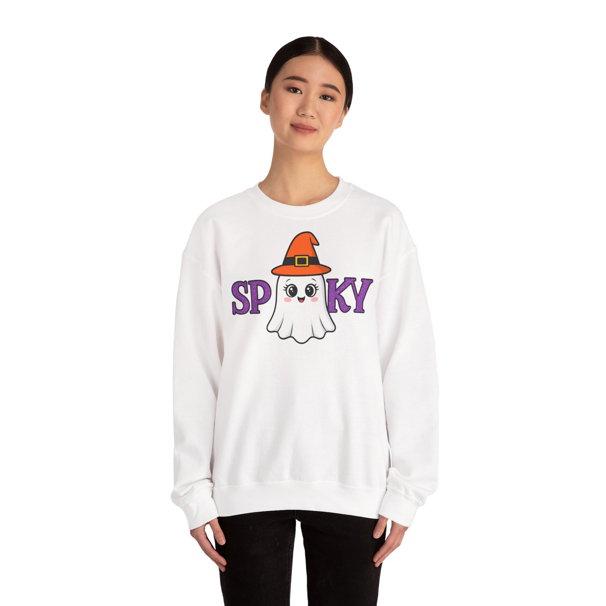 Gruseliges Geister Crewneck Sweatshirt, Halloween Kleidung, Herbstmode, Gemütlicher Pullover, Unisex Kollektion - MorgenMood 