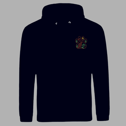 Wanderlust Unisex College Hoodie mit gesticktem Pfoten-Motiv – Design für Abenteurer - MorgenMood -Entdecke Tassen, T-Shirts und Sweatshirts mit einzigartigem Style