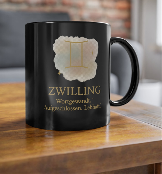 Kaffeetasse Sternzeichen Zwillinge schwarz - MorgenMood 