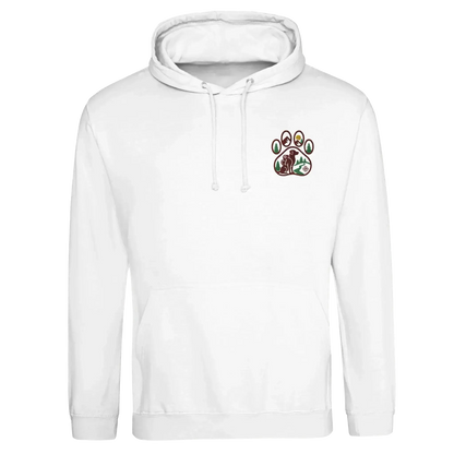 Wanderlust Unisex College Hoodie mit gesticktem Pfoten-Motiv – Design für Abenteurer - MorgenMood -Entdecke Tassen, T-Shirts und Sweatshirts mit einzigartigem Style