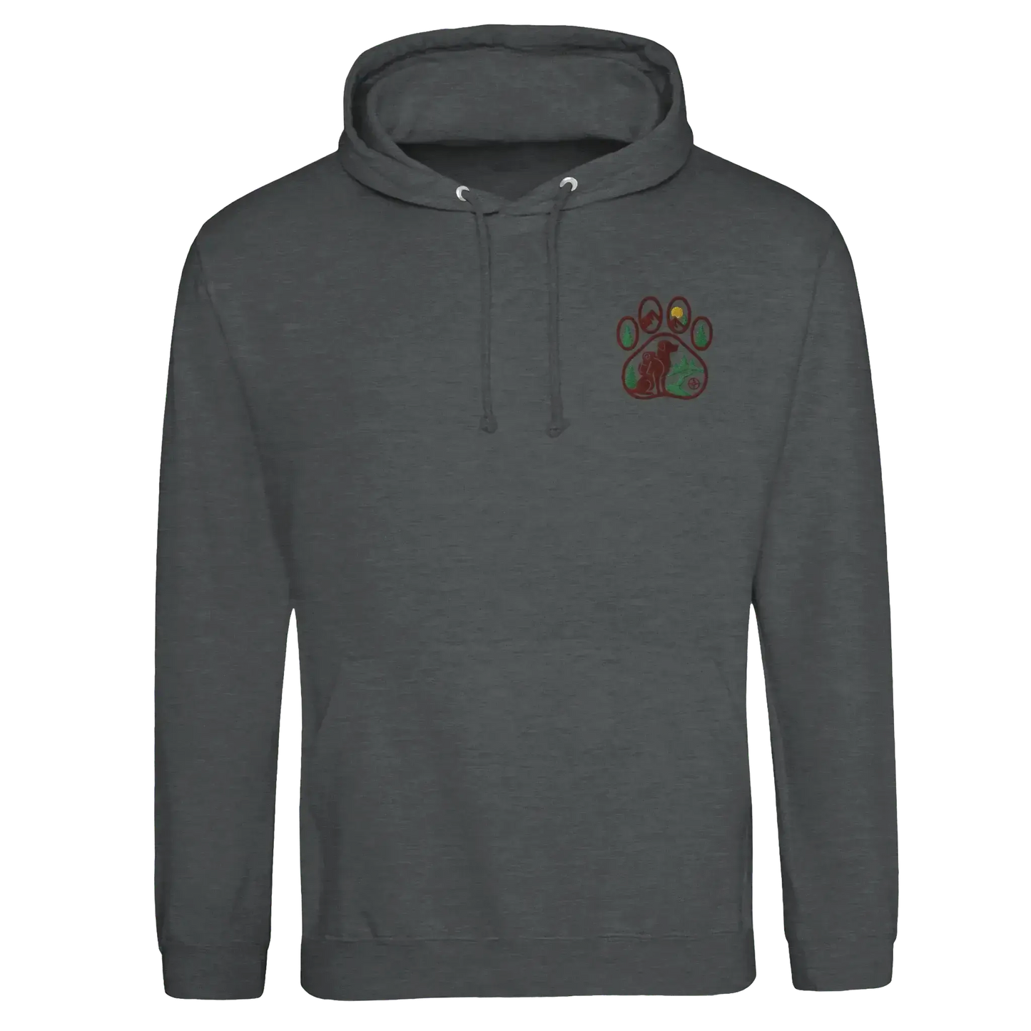 Wanderlust Unisex College Hoodie mit gesticktem Pfoten-Motiv – Design für Abenteurer - MorgenMood -Entdecke Tassen, T-Shirts und Sweatshirts mit einzigartigem Style