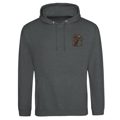 Wanderlust Unisex College Hoodie mit gesticktem Pfoten-Motiv – Design für Abenteurer - MorgenMood -Entdecke Tassen, T-Shirts und Sweatshirts mit einzigartigem Style