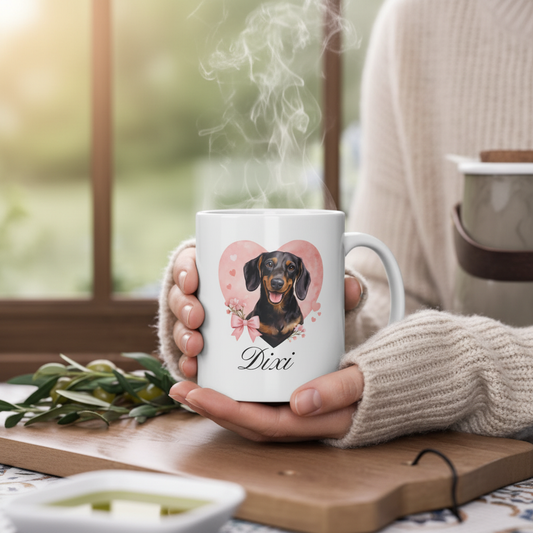 Lifestyle-Shot Dackel Tasse