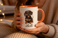 Personalisierte Süße Dackel Tasse mit Wunschnamen | Hunde Motiv | Zweifarbige Tasse