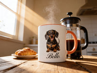 Personalisierte Süße Dackel Tasse mit Wunschnamen | Hunde Motiv | Zweifarbige Tasse